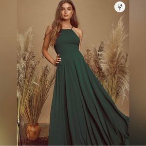 Lulu's Elegant Green Maxi Dress